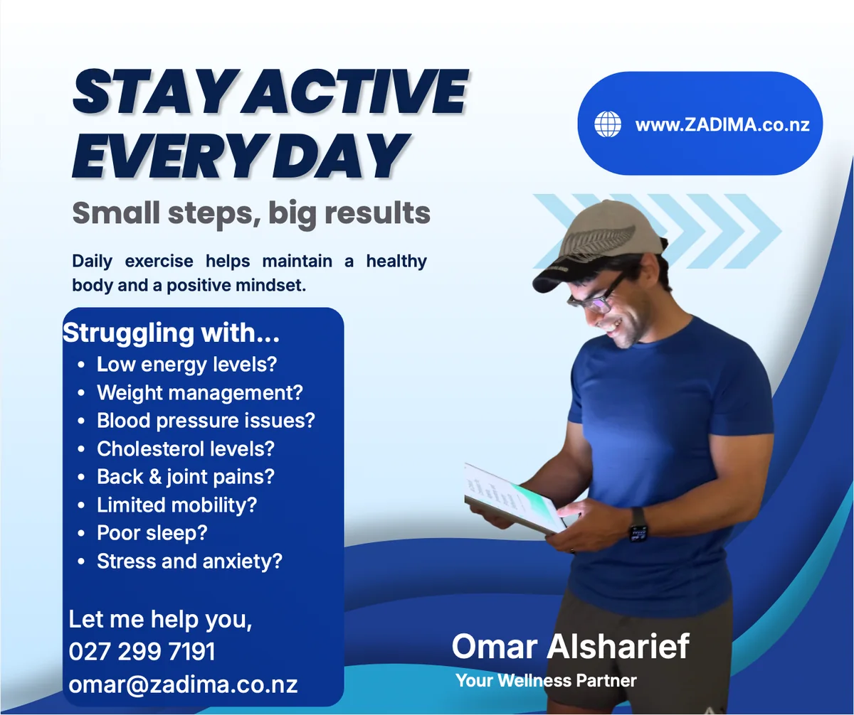 ZADIMA previous well-being flyer showing active daily message